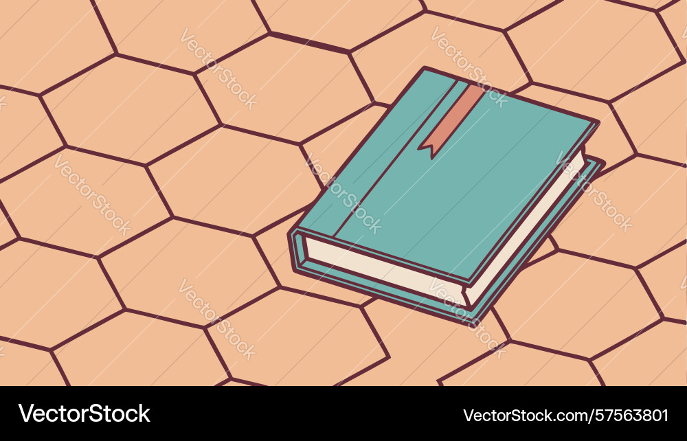 Book on hexagonal patterned ground in abstract vector image