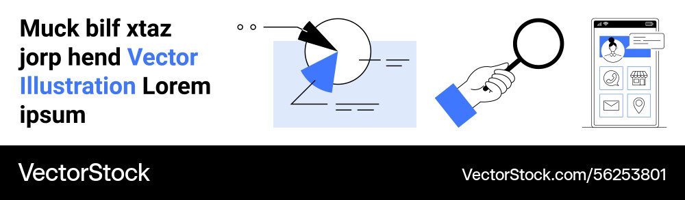Data analytics user research and interactive Vector Image