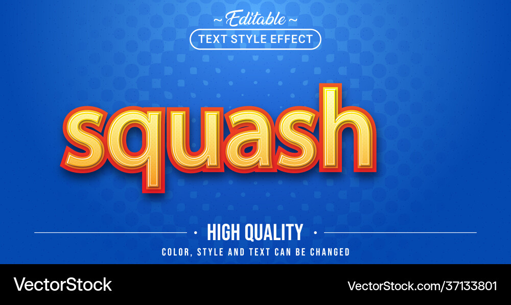 Editable text style effect - squash vector image
