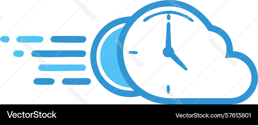 Fast cloud clock for digital efficiency design vector image