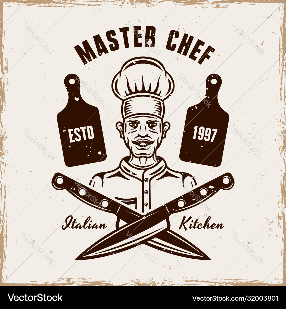 Master chef cooking emblem badge or logo Vector Image