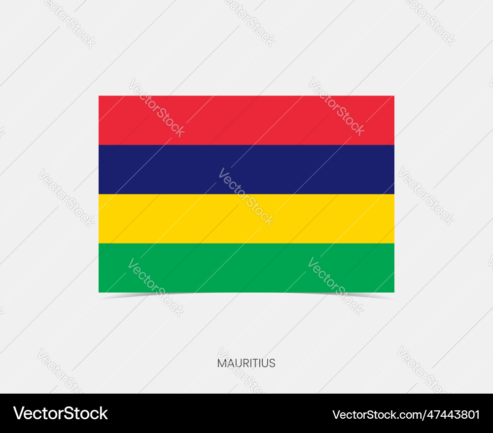 Mauritius rectangle flag icon with shadow vector image