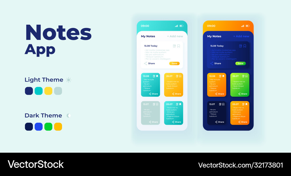 Notes app cartoon smartphone interface templates Notes app cartoon smartphone interface templates vector image