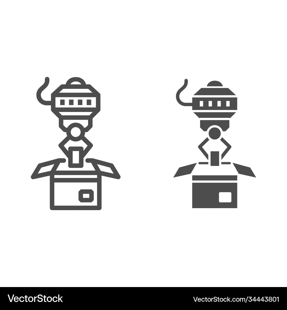 Robot loader line and solid icon robotization Robot loader line and solid icon robotization Vector Image