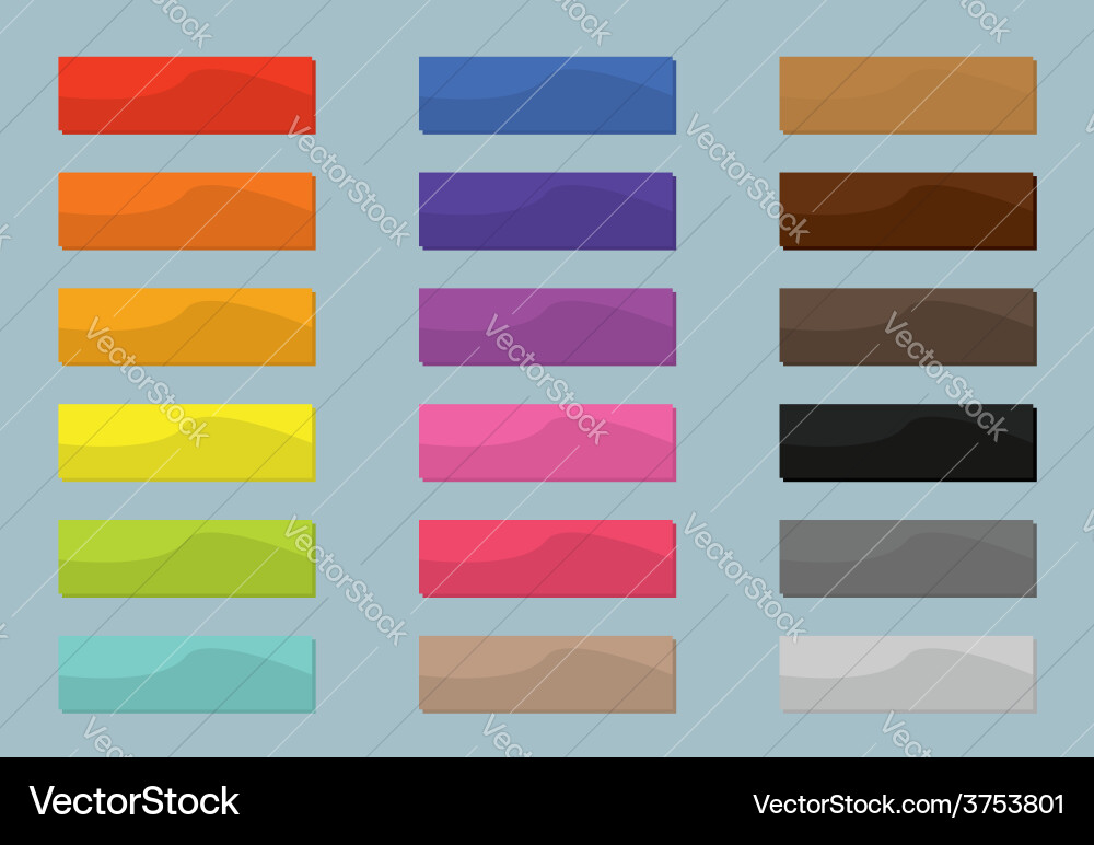 Set colored web buttons flat design vector image