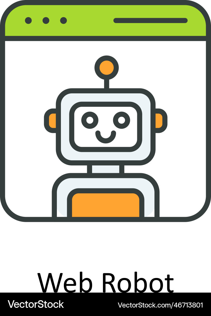 Web robot fill outline icons simple stock vector image