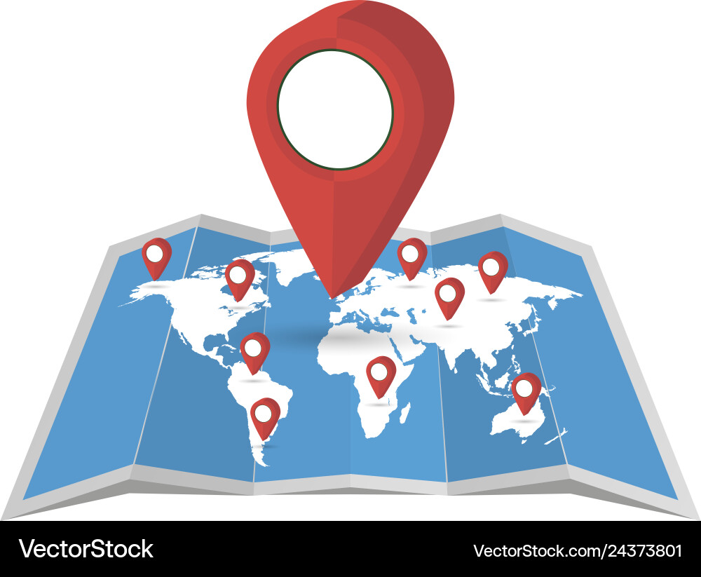 World map with pointer on white background World map with pointer on white background vector image