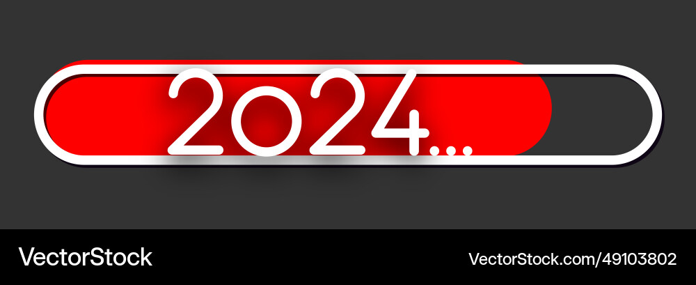 2024 new year red rounded loading bar on grey 2024 new year red rounded loading bar on grey vector image