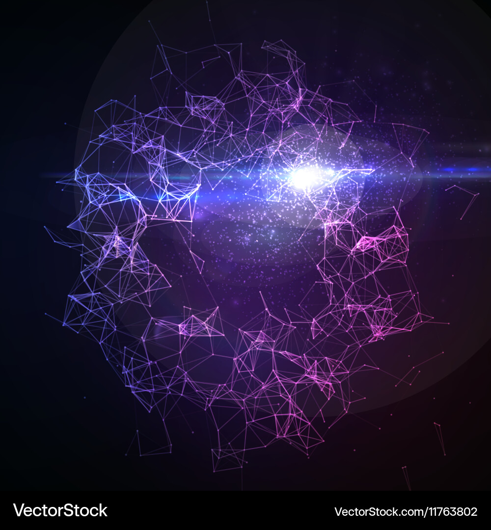 Abstract illuminated particles and lines vector image