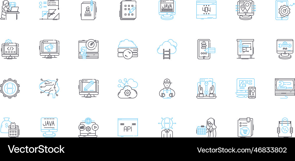 Application design linear icons set interface Vector Image