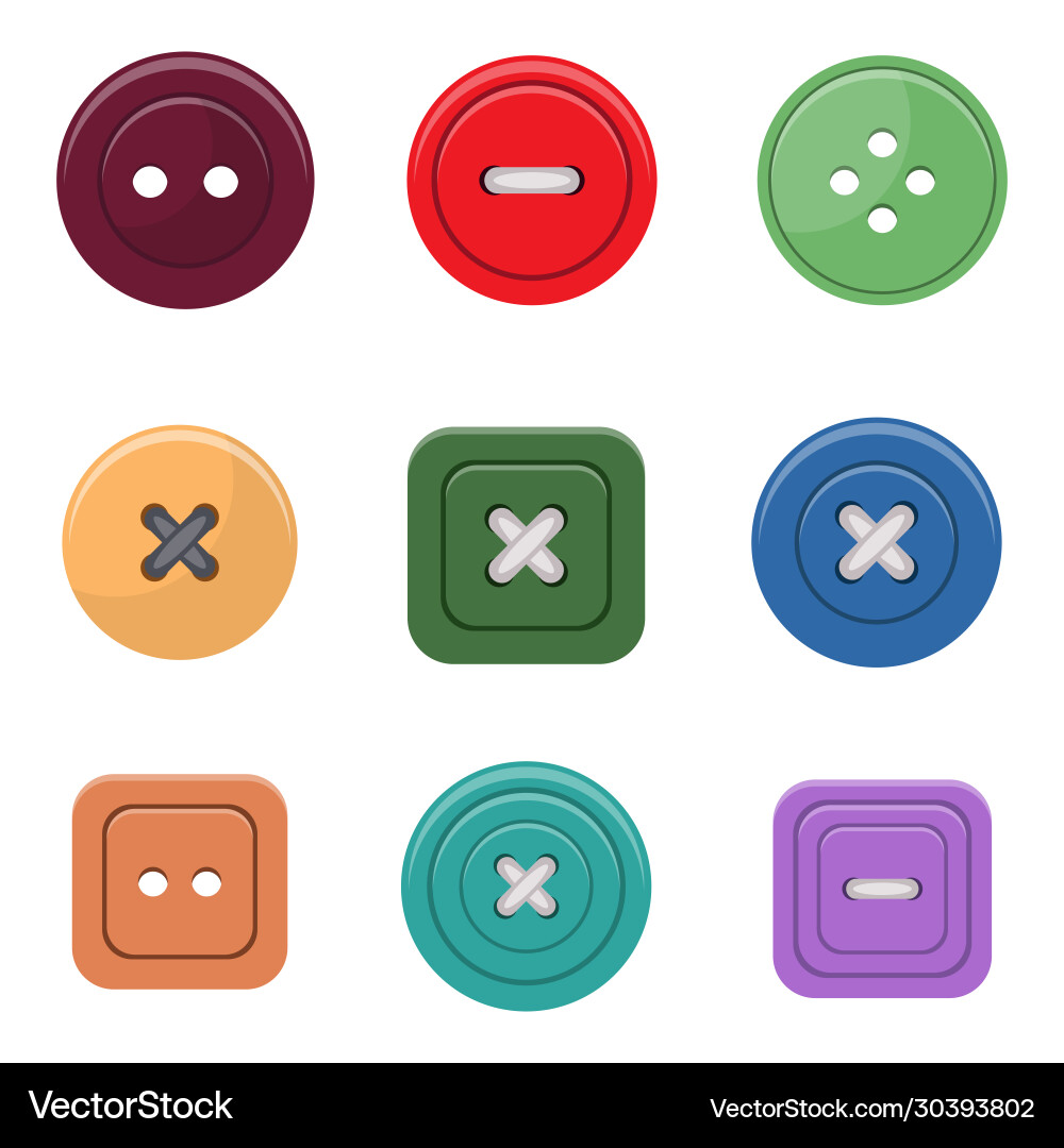 Assorted Buttons Collection Vector Image