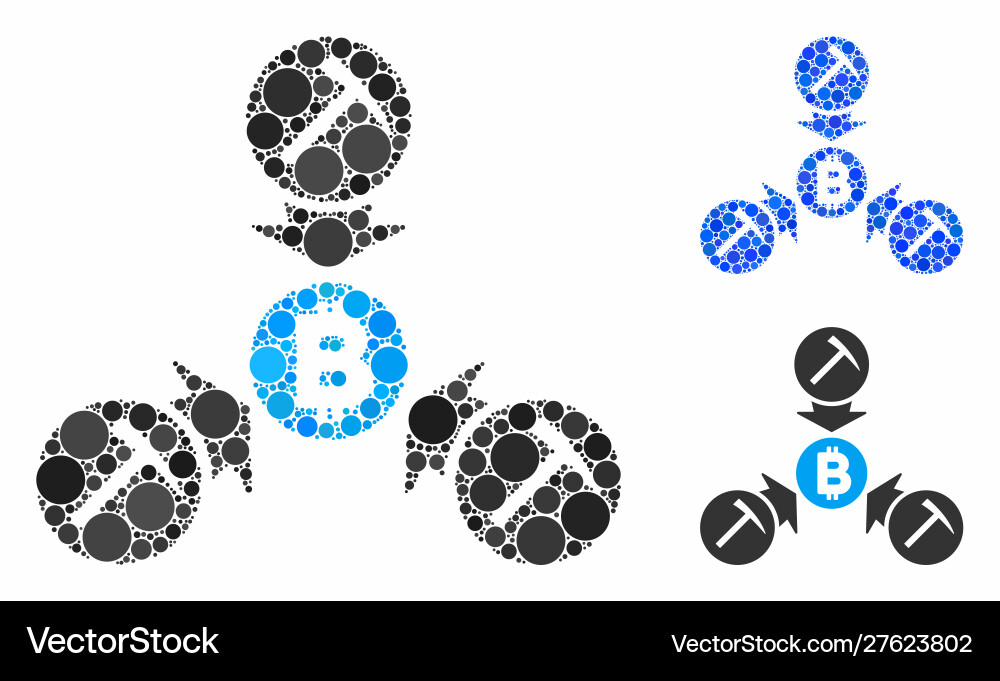 Bitcoin mining pool composition icon spheric Bitcoin mining pool composition icon spheric vector image