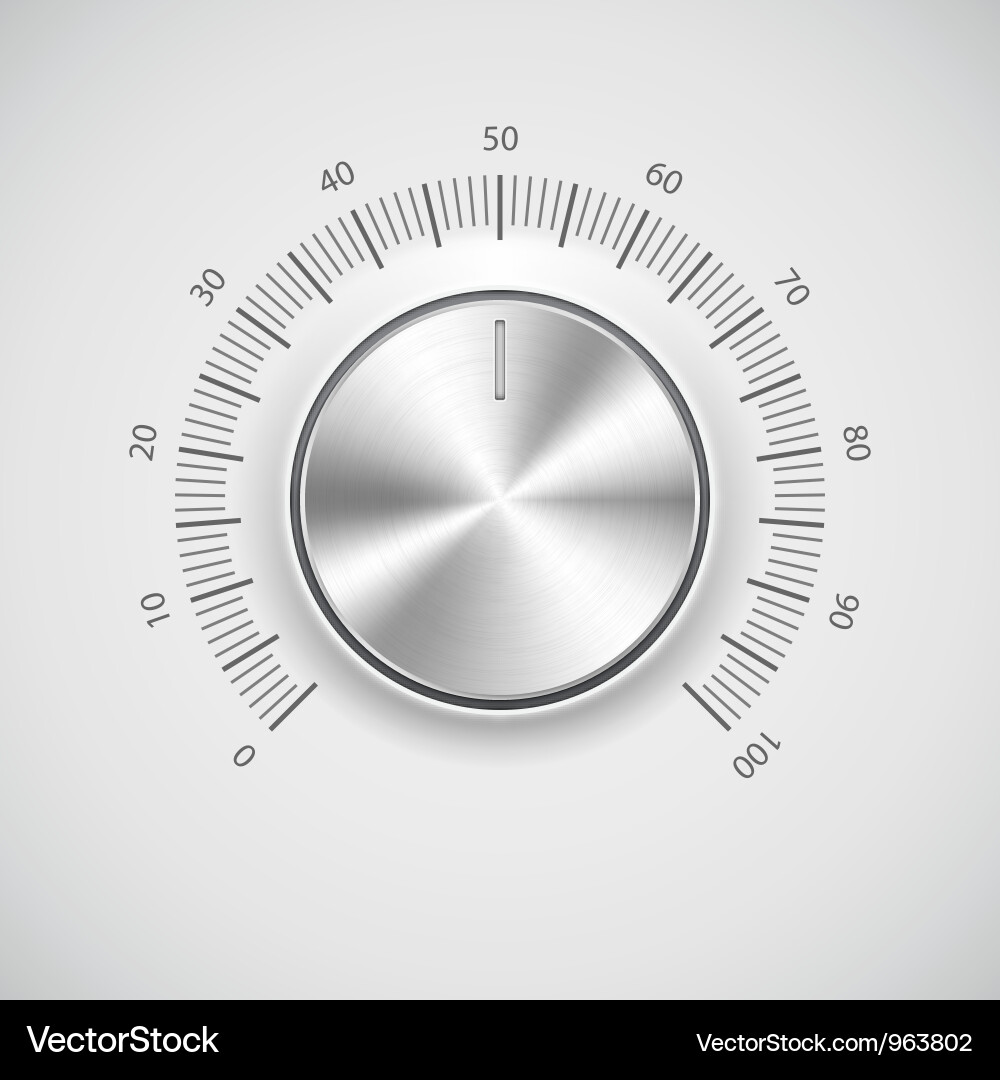 Chrome Volume Knob Button vector image