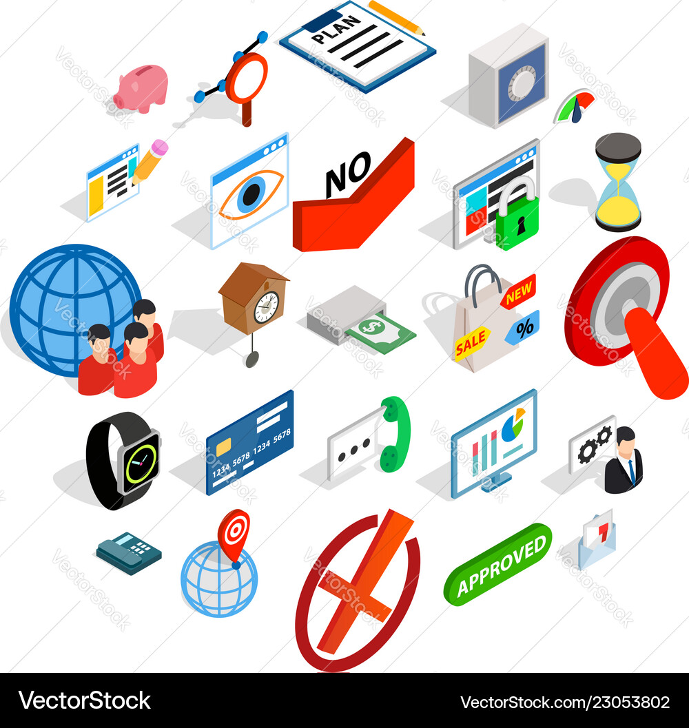 Course of time icons set isometric style Course of time icons set isometric style vector image