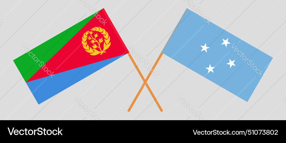 Crossed flags of eritrea and micronesia official Crossed flags of eritrea and micronesia official vector image