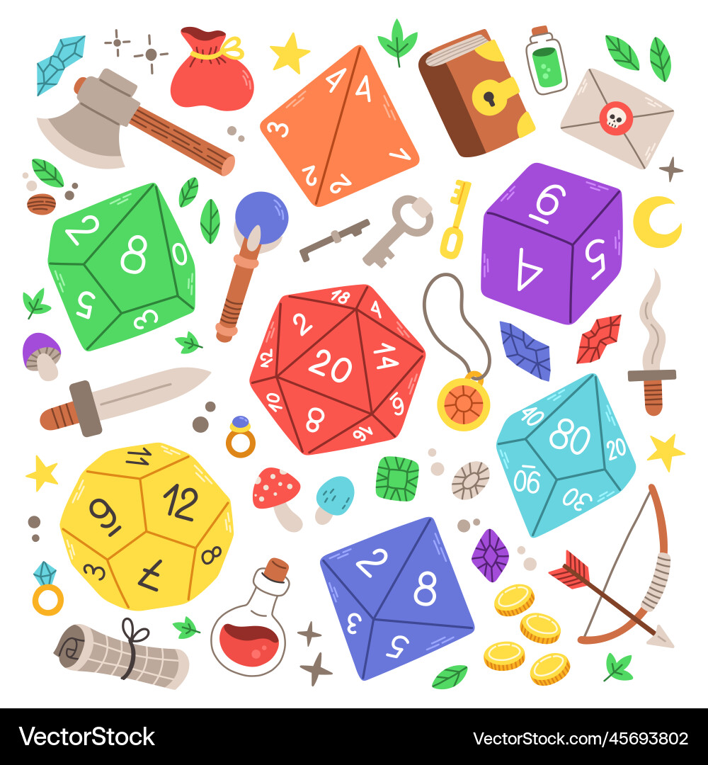 D8 d10 d12 d20 Würfel für Brettspiele rpg set D8 d10 d12 d20 Würfel für Brettspiele rpg set vektorbild