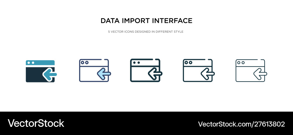 Data import interface icon in different style Vector Image
