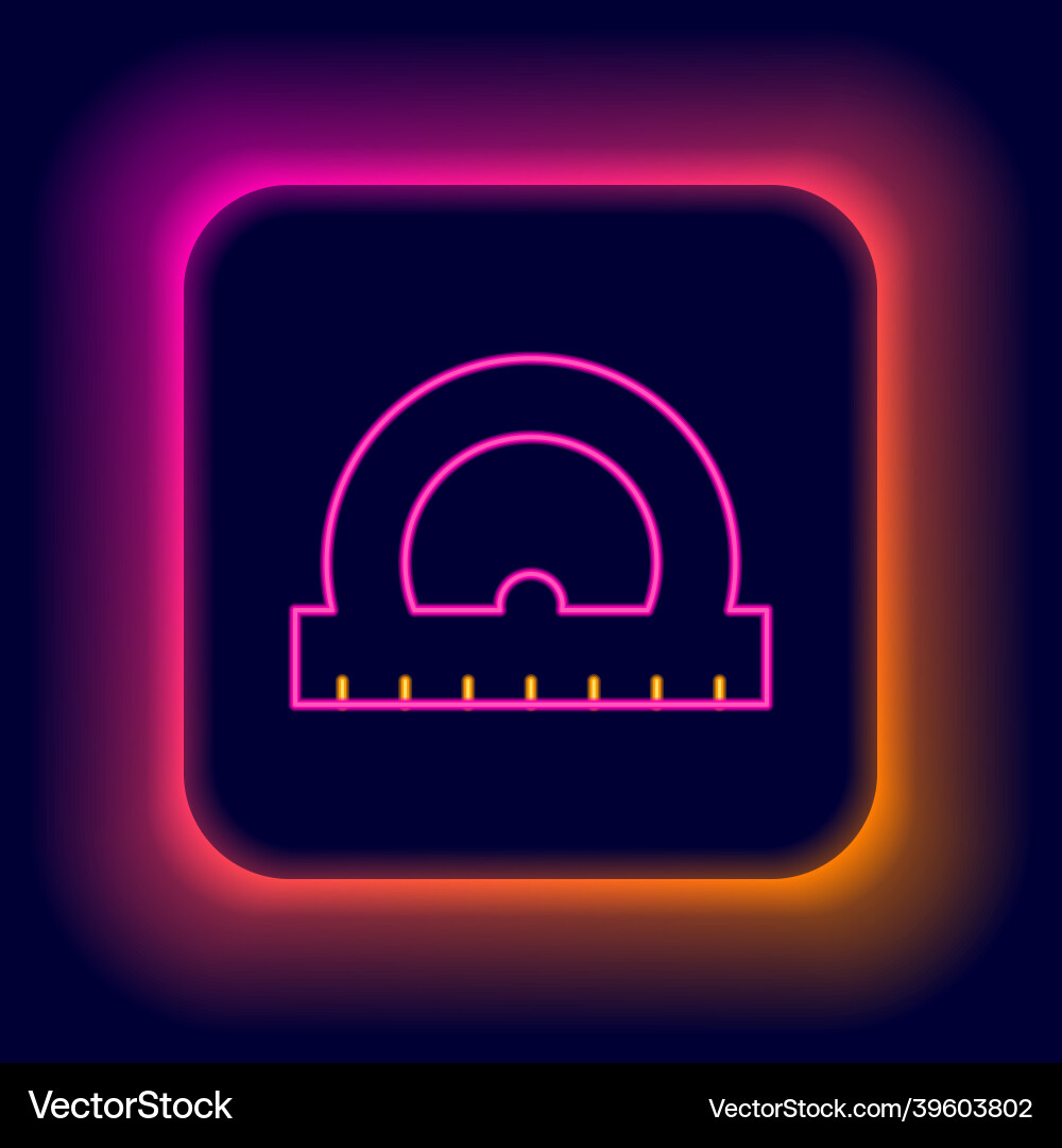Glowing neon line protractor grid for measuring Glowing neon line protractor grid for measuring vector image
