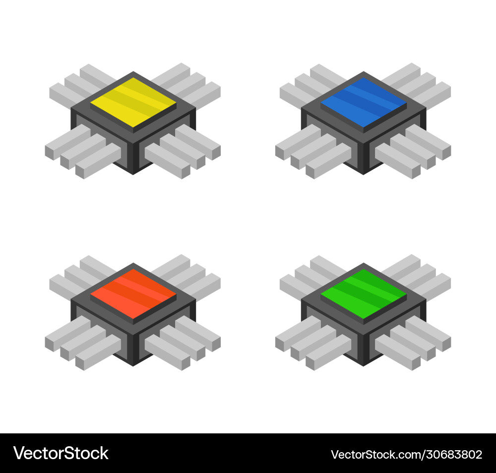 Isometric microchip icon in on white background vector image