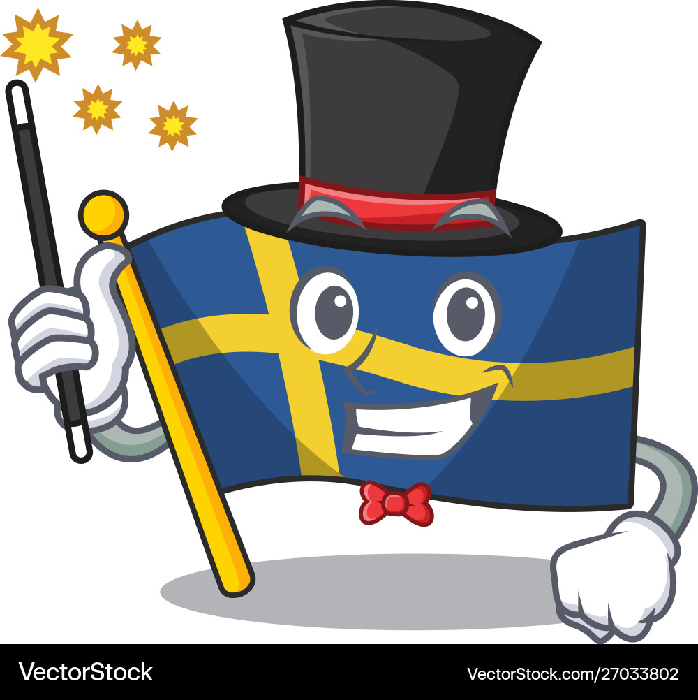 Magician swede flags flutter on character pole vector image