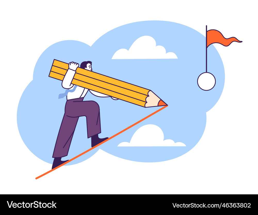 Man draws the path to top Vector Image
