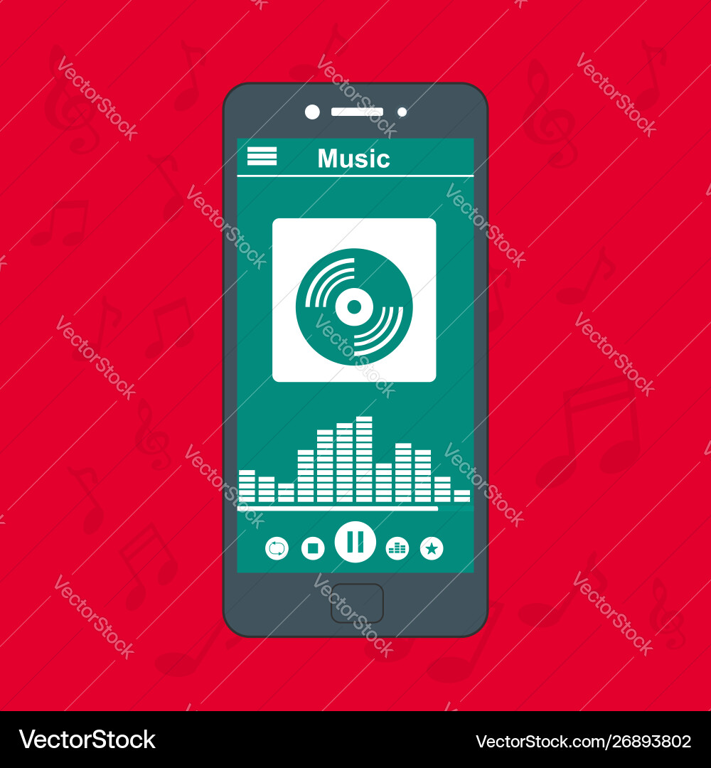 Media player application app template with flat Media player application app template with flat vector image