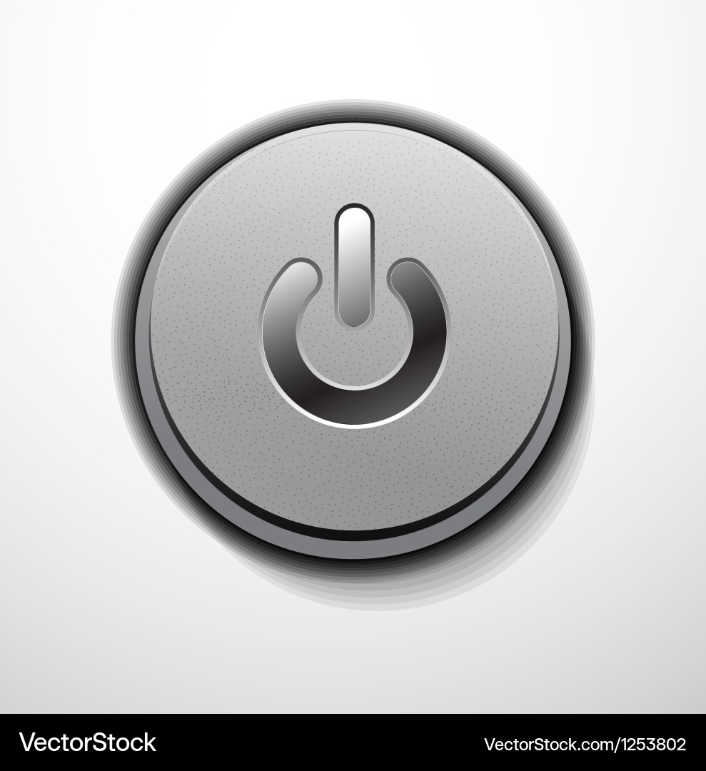 Metallic power button design vector image