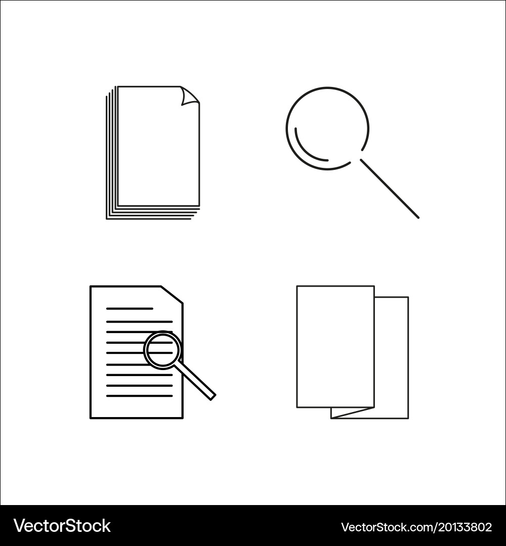 Office simple linear icon setsimple outline icons vector image