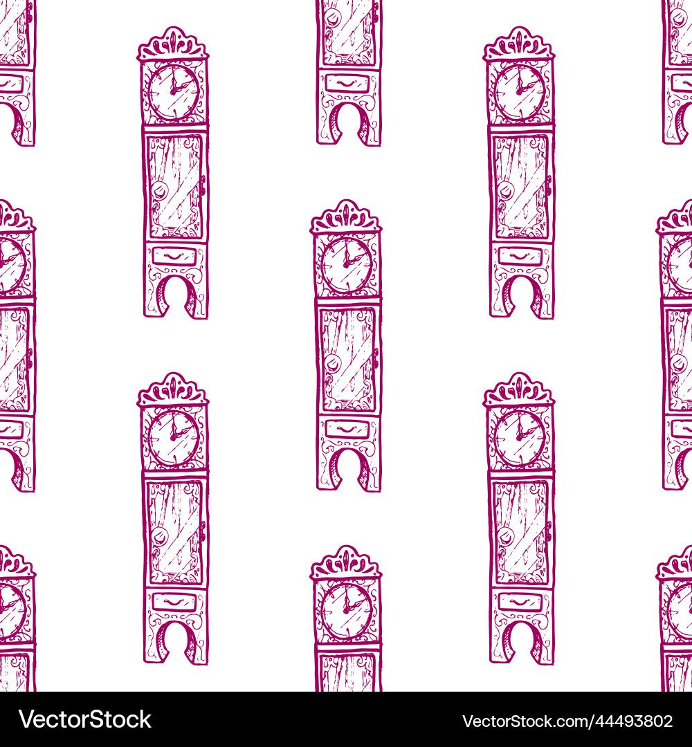 Old clock seamless pattern on white background Old clock seamless pattern on white background vector image