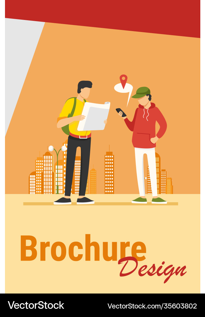 People using paper map and location app on mobile vector image