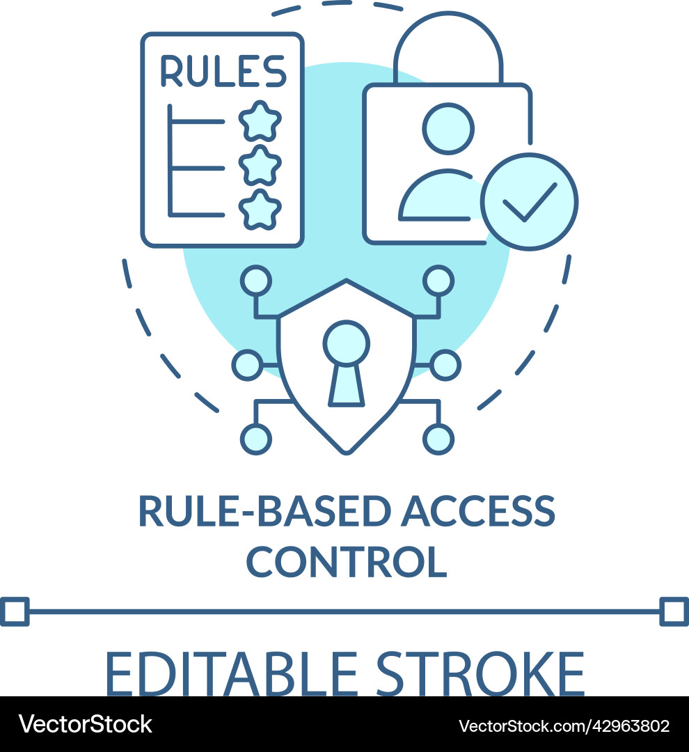 Rule-based access control turquoise concept icon Rule-based access control turquoise concept icon vector image