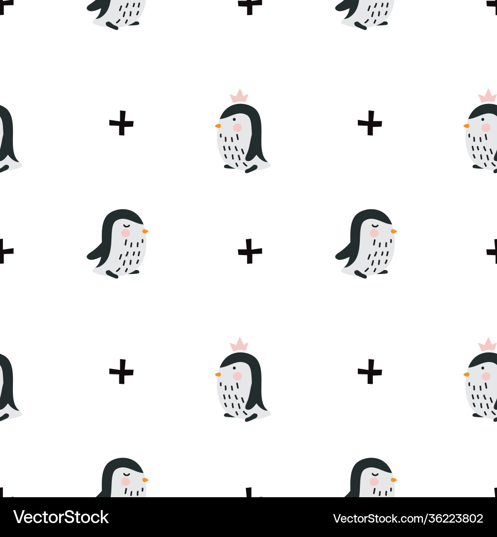 Seamless pattern penguin art background design Vector Image