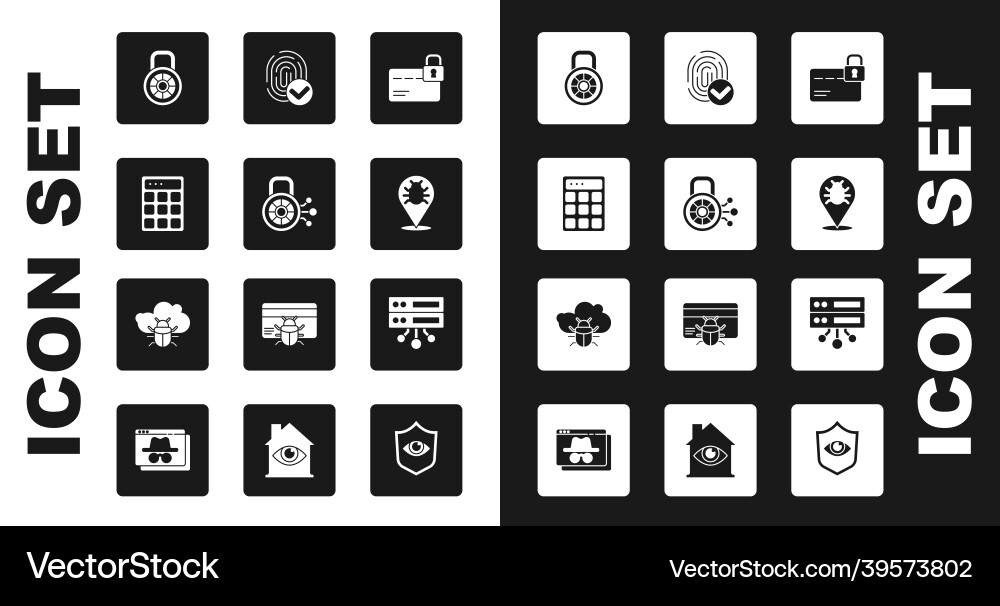 Set credit card with lock cyber security Set credit card with lock cyber security vector image
