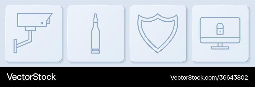 Set line security camera shield bullet and lock vector image