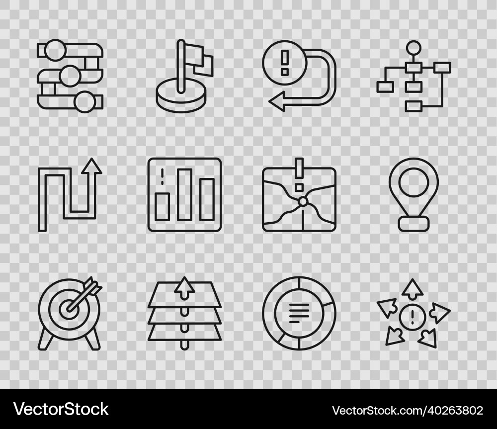 Set line target many ways directional arrow Set line target many ways directional arrow vector image