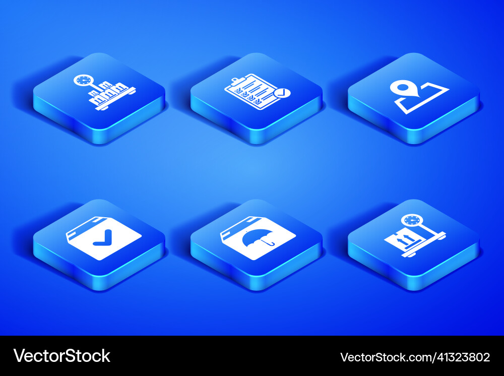 Set scale with cardboard box delivery package Set scale with cardboard box delivery package Vector Image