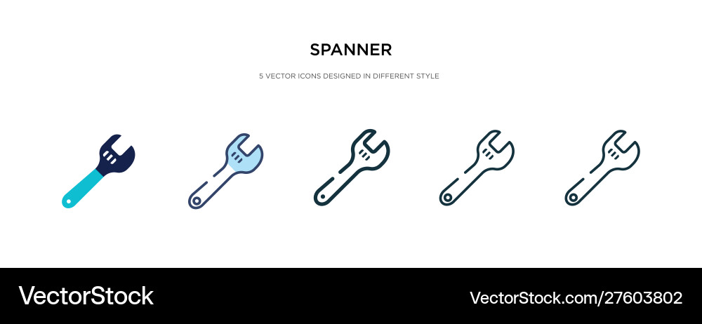 Spanner icon in different style two colored Spanner icon in different style two colored vector image