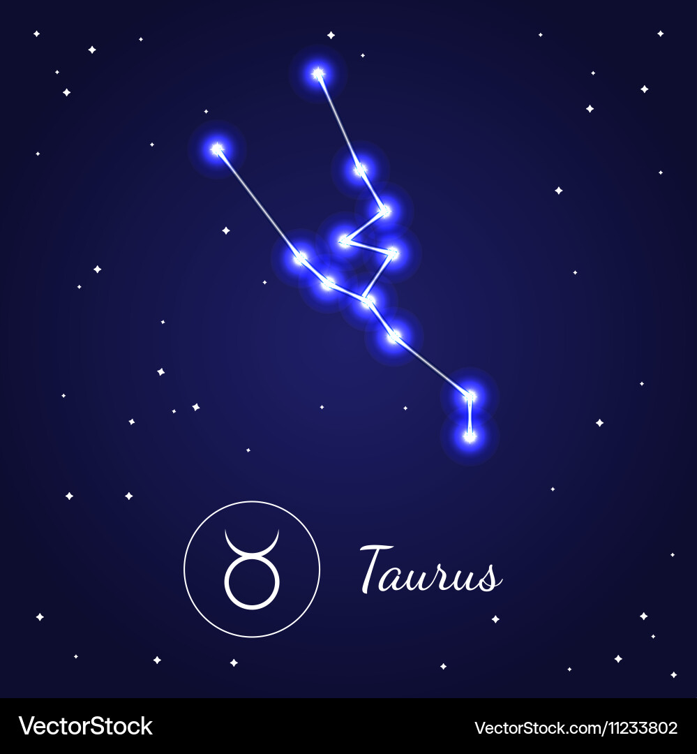 Taurus zodiac sign stars on the cosmic sky vector image