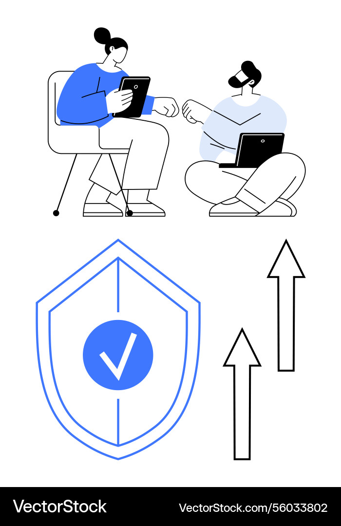 Teamwork and data sharing with security emphasis Teamwork and data sharing with security emphasis vector image