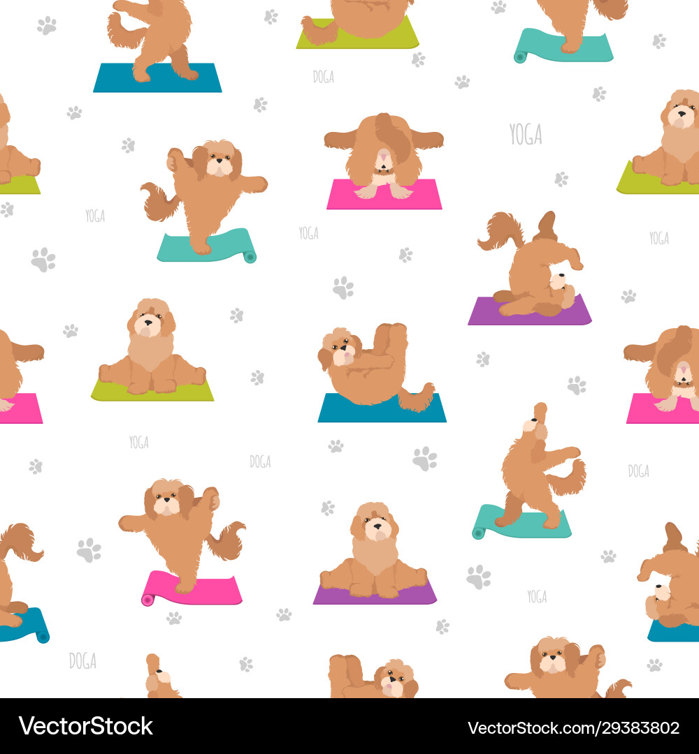 Yoga dogs poses and exercises seamless pattern Yoga dogs poses and exercises seamless pattern vector image