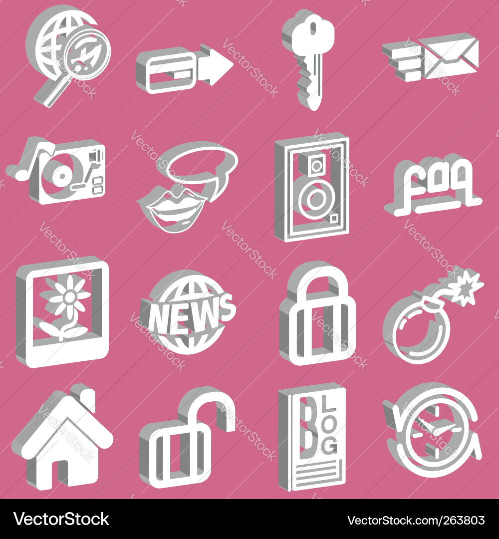 3d internet web icon set vector image