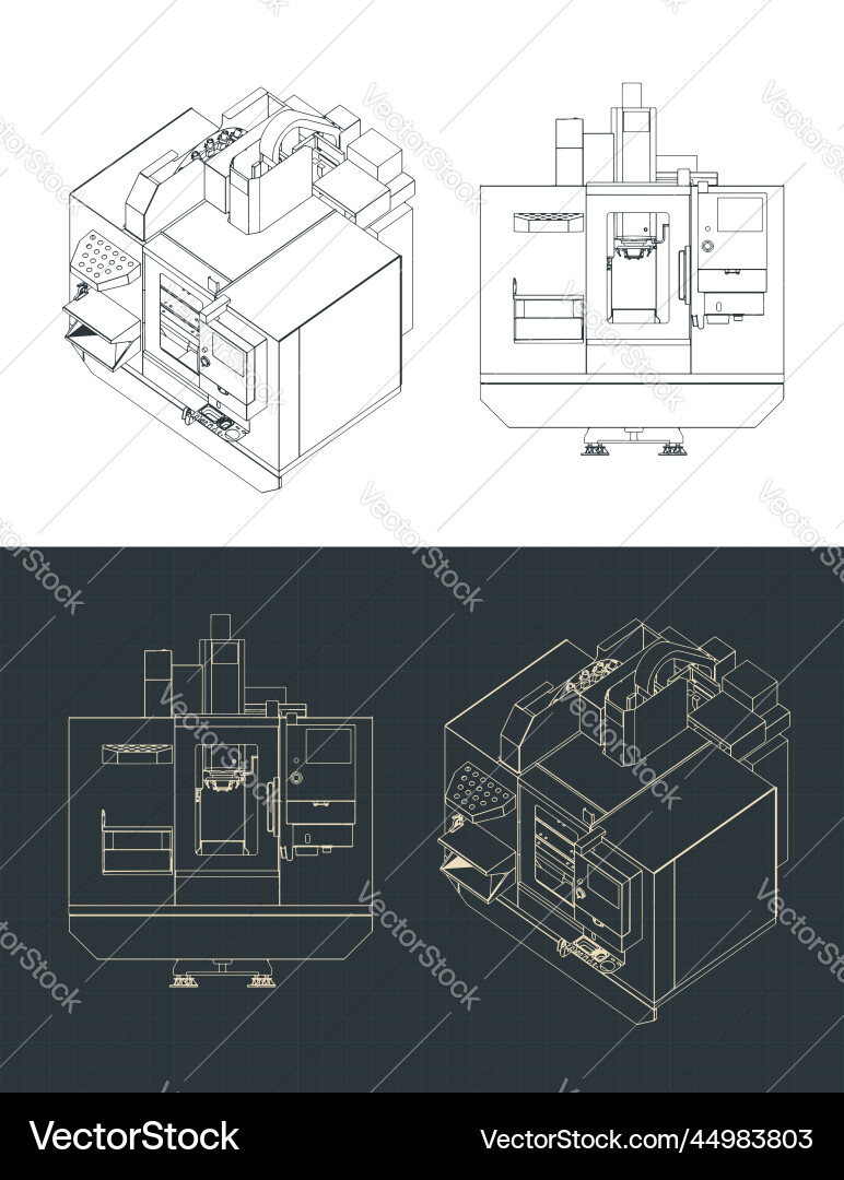 Automatic cnc milling machine blueprints Vector Image