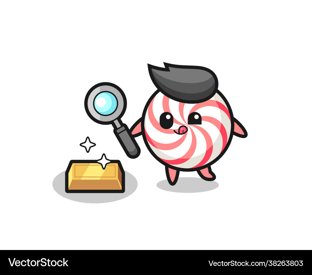 Candy character is checking authenticity vector image