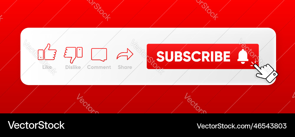 Clicking subscribe button like comment and share Clicking subscribe button like comment and share vector image
