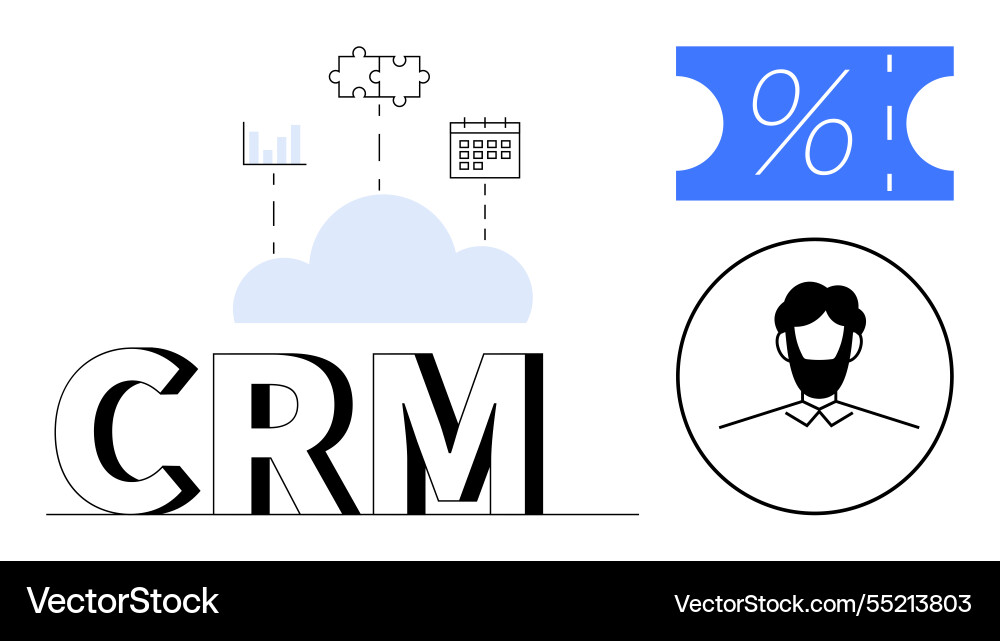 Crm integration concept with cloud analytics Crm integration concept with cloud analytics Vector Image