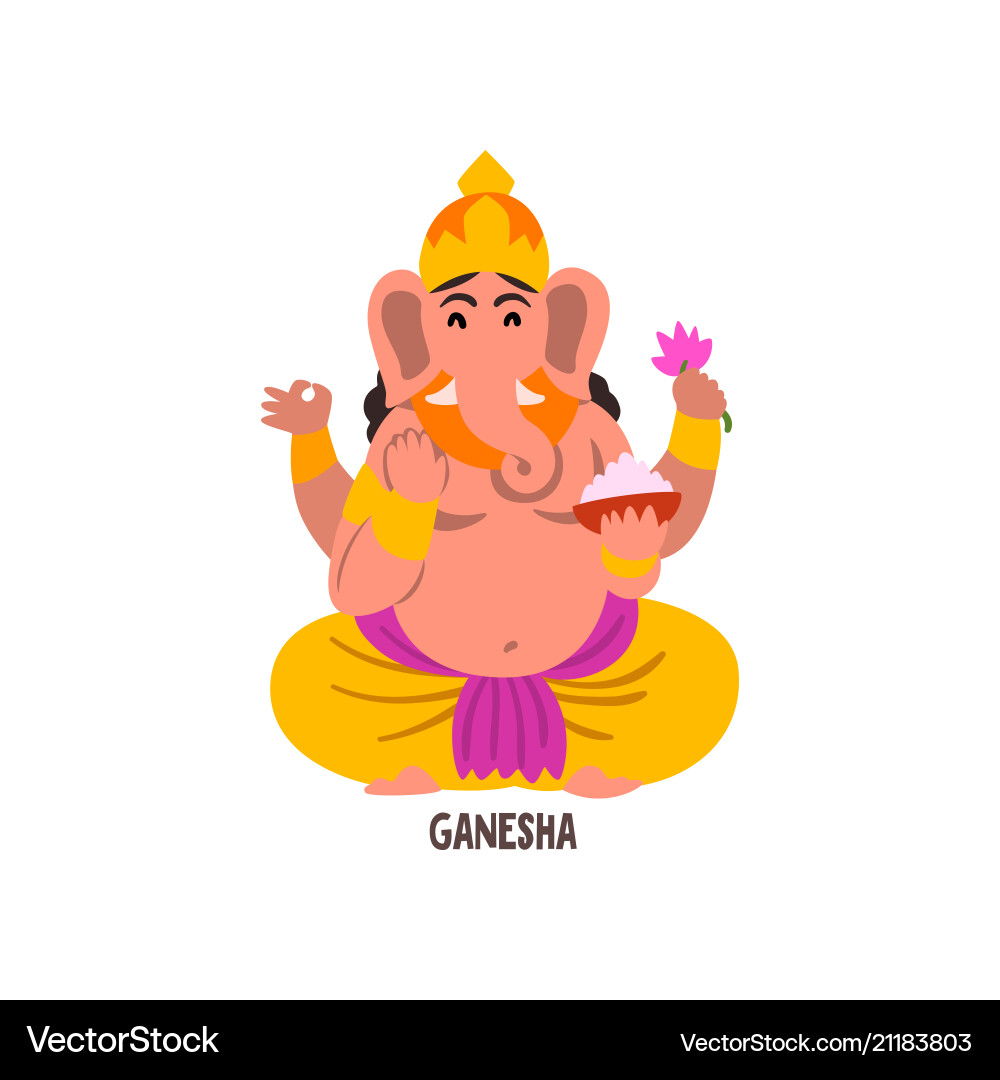 Ganesha Indian God Cartoon vector image