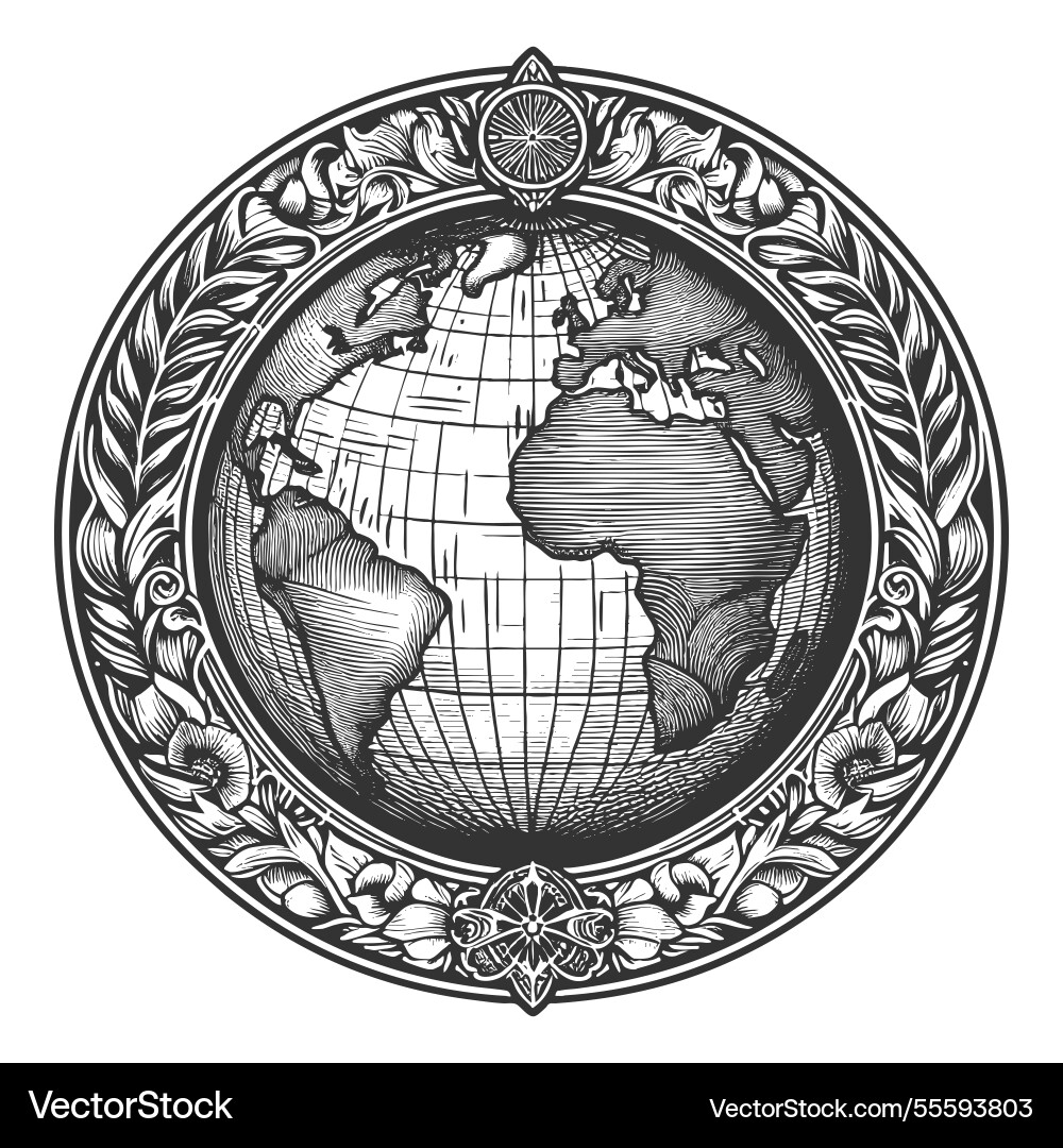 Globe showing world map Globe showing world map vector image