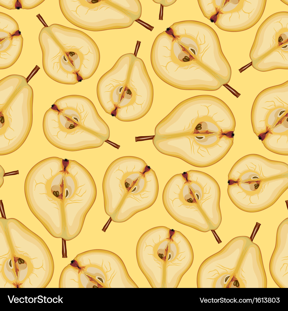 Pear Half Pattern - Yellow Background vector image
