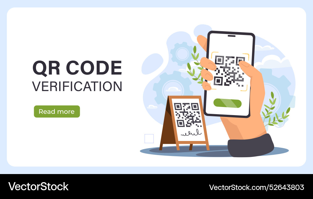 Qr code verification smartphone with shortened vector image