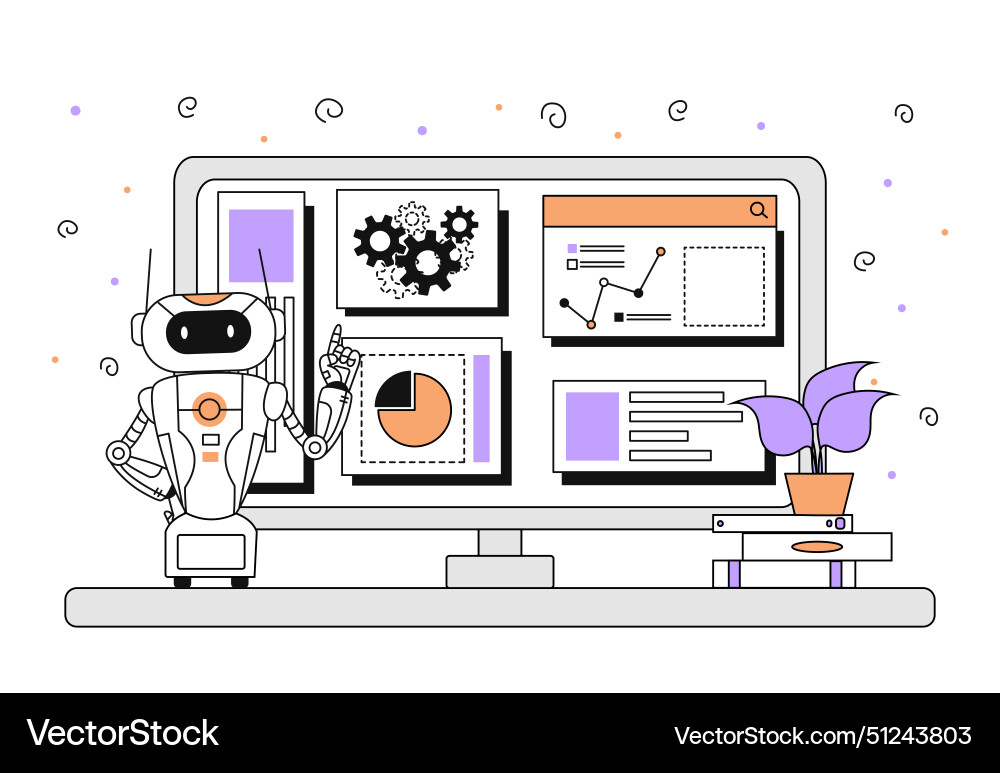 Robot and Computer Technology vector image